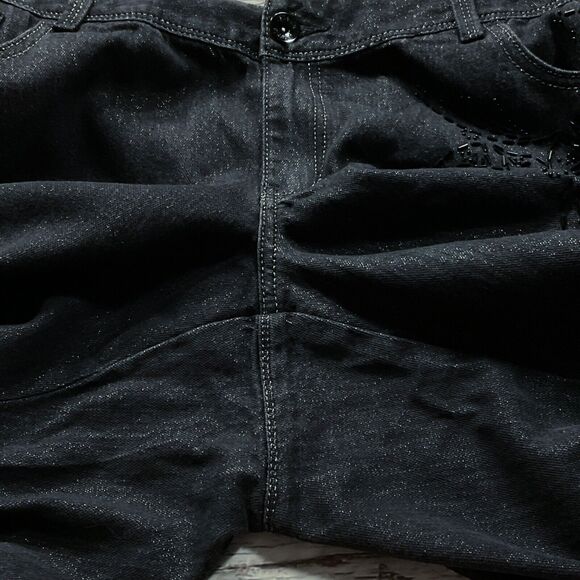 Venezia Lane Bryant Womens Jeans size 16 x31"in Black Embellished Cotton Stretch - Picture 9 of 10